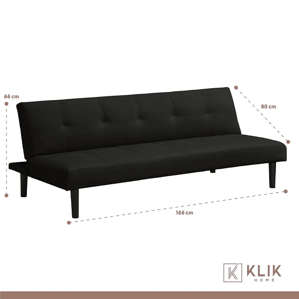 Futón Sofá Cama 2 cuerpos Sofía - Ecocuero Negro 4