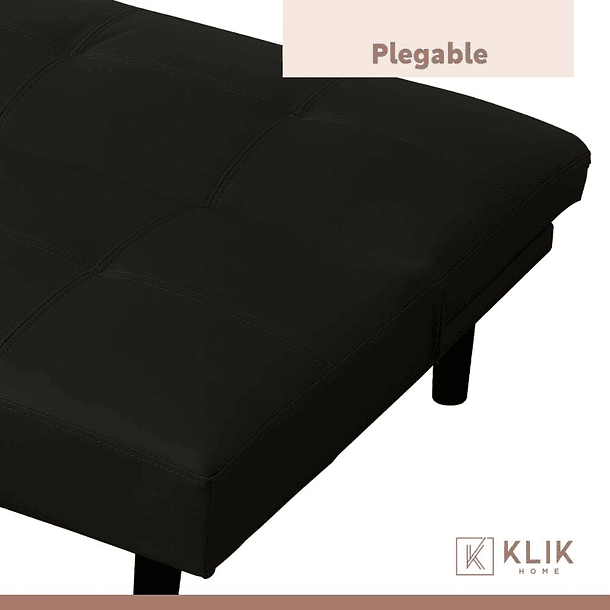 Futón Sofá Cama 2 cuerpos Sofía - Ecocuero Negro 6