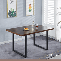 Mesa de Comedor Estilo Industrial 140x90 - Madera Oscura Walnut