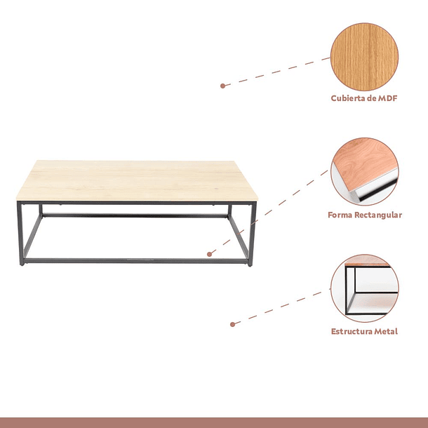 Mesa de centro rectangular 110x60 - Madera Clara 13