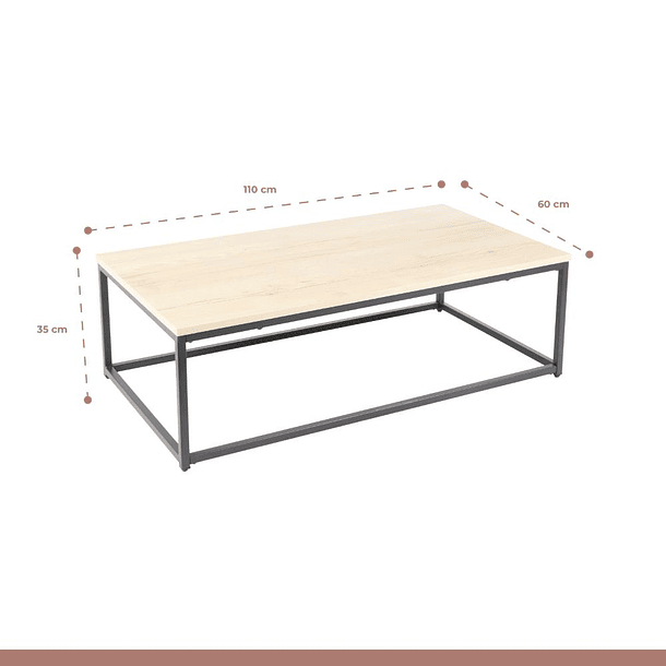 Mesa de centro rectangular 110x60 - Madera Clara 14