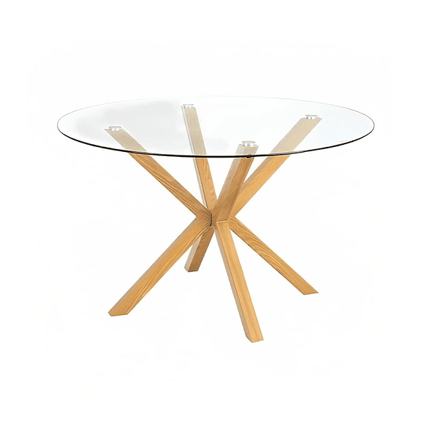 Mesa de comedor redonda de vidrio Cross 120cm 1