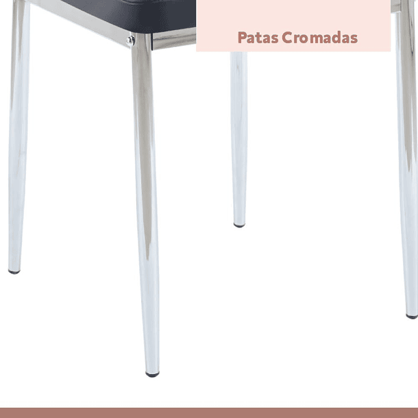 Silla Dining Acolchada Liana con patas cromadas - Negra 7