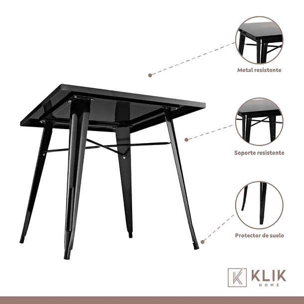 Mesa Tolix de Acero 80x80cm para Bar o Terraza o Restaurant - Negra 3