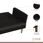 Futón Sofá Cama 3 cuerpos Sara - Ecocuero Negro 3