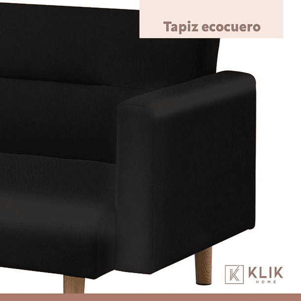 Futón Sofá Cama 3 cuerpos Sara - Ecocuero Negro 5