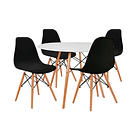 Comedor Mesa Eames Redonda Blanca 80cm + 4 Sillas Eames Negras 1