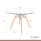 Comedor Mesa Eames Redonda vidrio 100cm + 4 Sillas Windsor Blancas 5