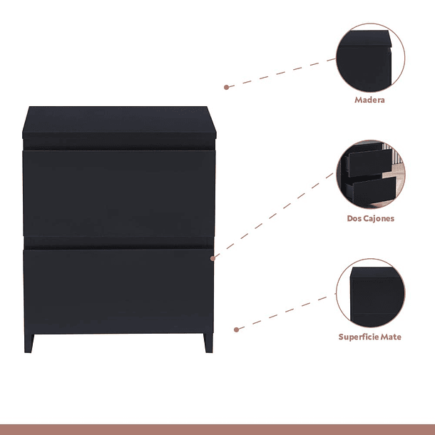 Pack de 2 Veladores Cajon Doble Minimal Oscuro 3