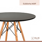 Comedor Mesa Eames Redonda Negra 100cm + 4 Sillas Eames Negras 7