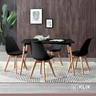 Comedor Mesa Rectangular Negra + 4 Sillas Tulip Negras 2