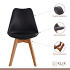 Comedor redondo de vidrio Cross 120cm + 5 Silla Tulip Acolchada - Negra 3