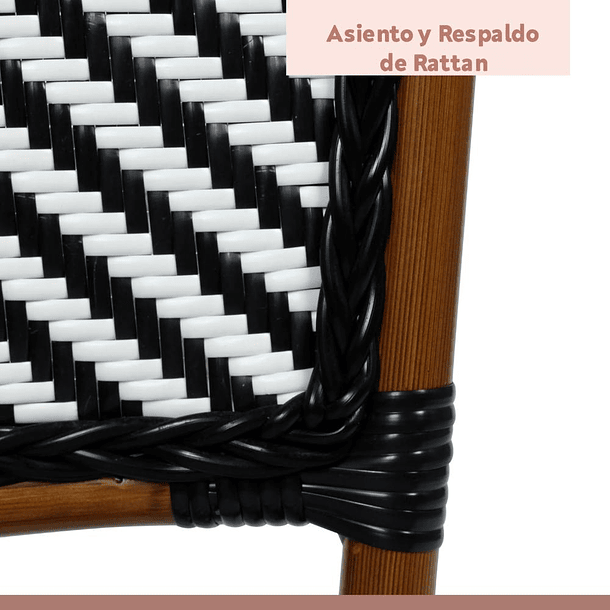 Silla Bistro Parisina Rattan - Blanca con negro 6