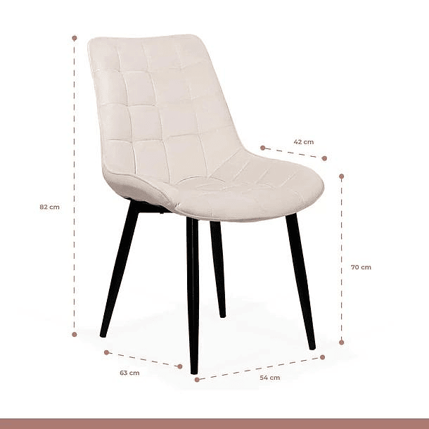 Mesa de comedor redonda de vidrio Cross 120cm + 5 Silla Macron Terciopelo - Beige 5