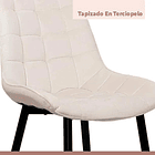 Mesa de comedor redonda de vidrio Cross 120cm + 5 Silla Macron Terciopelo - Beige 7