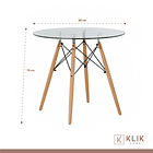 Comedor Mesa Eames Redonda vidrio 80cm + 4 Sillas Patchwork Wood Celeste 5