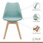 Comedor redondo de vidrio Cross 120cm + 5 Silla Tulip Acolchada - Menta 4