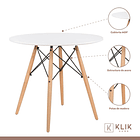 Comedor Mesa Redonda blanca 80cm + 4 sillas Patchwork wood celeste 4