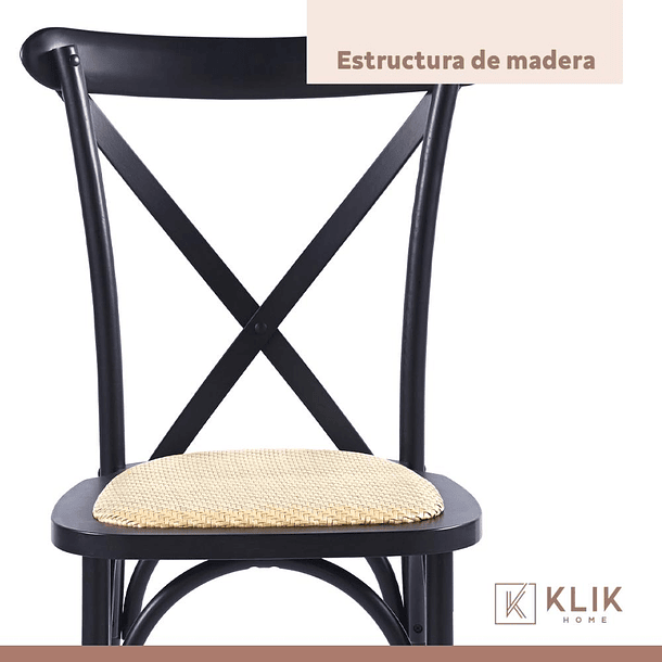 Silla Crossback Madera Rattan Negra 6