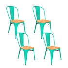 Pack de 4 Sillas Tolix con asiento de madera clara - Menta 1