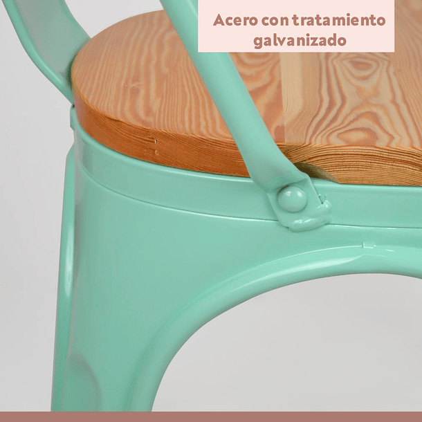 Pack de 4 Sillas Tolix con asiento de madera clara - Menta 6