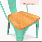 Pack de 4 Sillas Tolix con asiento de madera clara - Menta 7