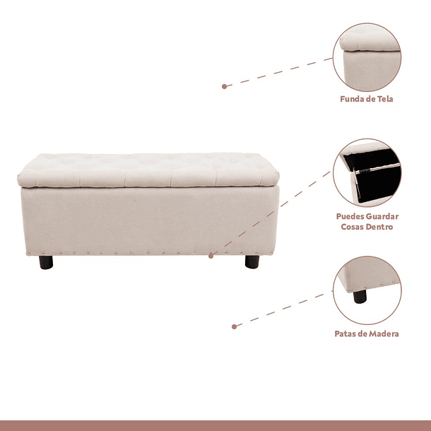 Banqueta acolchada con almacenaje - Beige 6