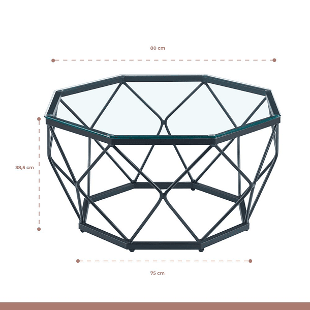 Mesa de centro enrejada 80 cm - Vidrio 4