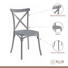 Silla Crossback Danubio de Terraza Exterior o Comedor - Gris 3