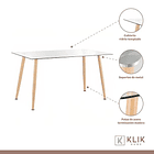 Comedor Mesa de Vidrio Rectangular 120x80 + 6 Sillas Eames Blancas 3