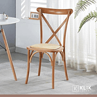 Comedor Mesa Color Madera y Metal Cross 140x90 + 6 Sillas Crossback Madera Rattan Natural 8