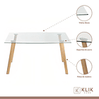 Comedor mesa de vidrio nórdica 140x90 cm + 6 sillas Crossback Madera 3