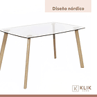 Comedor mesa de vidrio nórdica 140x90 cm + 6 sillas Crossback Madera 7