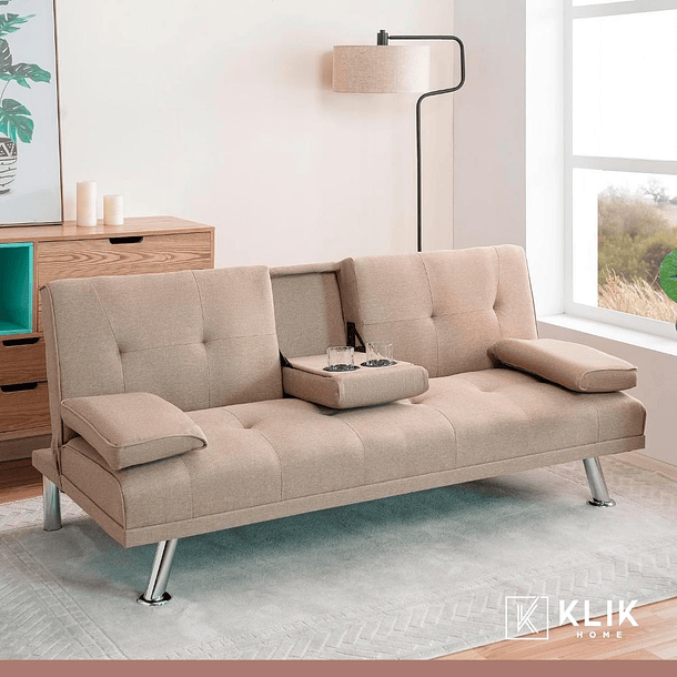 Sofá Cama Apoyabrazos - Lino Beige 5