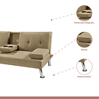 Sofá Cama Apoyabrazos - Lino Beige 7