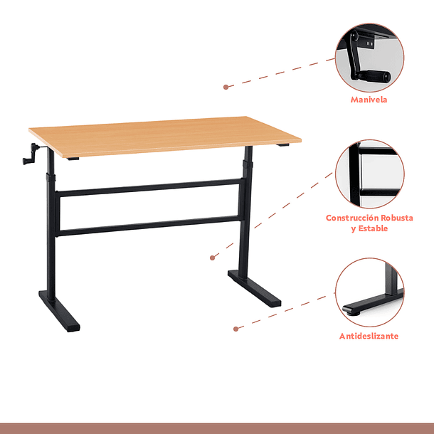 Escritorio de trabajo con altura regulable standing desk - Oak 3