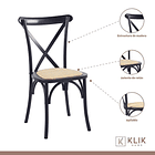 Comedor Mesa Color Madera y Metal Cross 180x90 + 8 Sillas Crossback Madera Rattan Negra 4