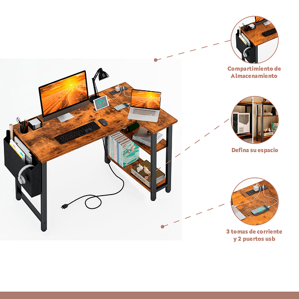 Escritorio Rustik esquinero 120cm 3