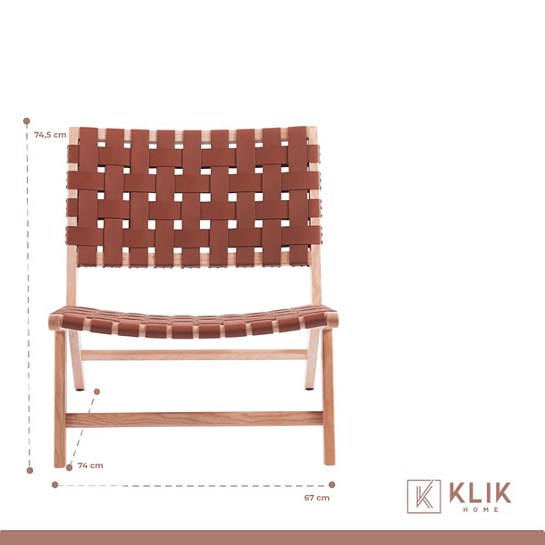 Butaca sitial Austral de madera y cuero 11