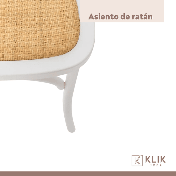 Pack de 4 Sillas Crossback Madera Rattan - Blancas 6