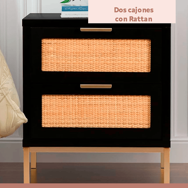 Pack de 2 Veladores Rattan Dark Dos Cajones 6