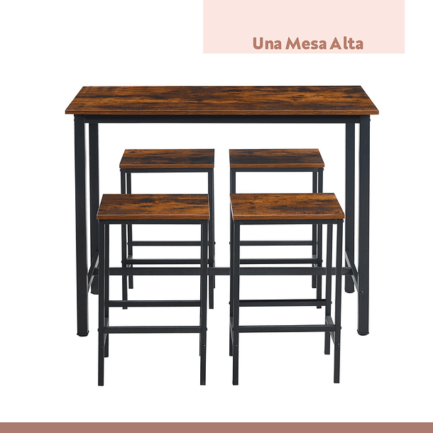 Set de comedor para cocina con pisos taburetes madera industrial 6