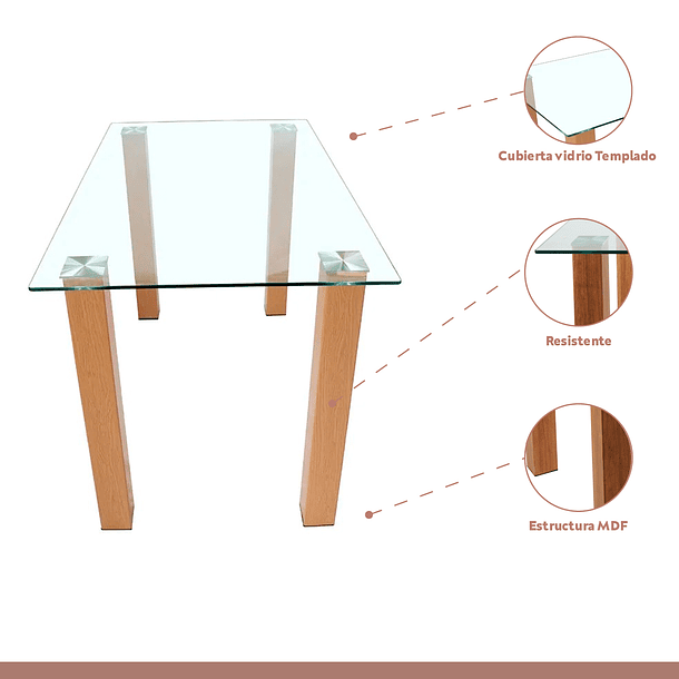 Mesa de comedor vidrio Quadra 120x80 3