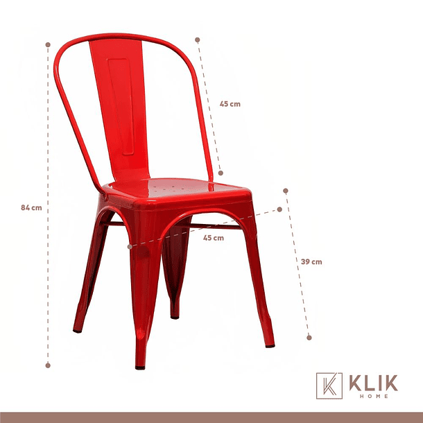 Pack de 4 sillas Tolix Rojas 4