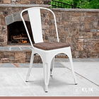 Pack de 4 sillas Tolix con asiento de Madera Oscura Walnut - Blancas 2