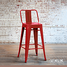 Taburete Tolix Acero con Respaldo - Rojo 3