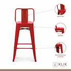 Taburete Tolix Acero con Respaldo - Rojo 7