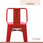 Taburete Tolix Acero con Respaldo - Rojo 16