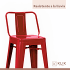 Taburete Tolix Acero con Respaldo - Rojo 17