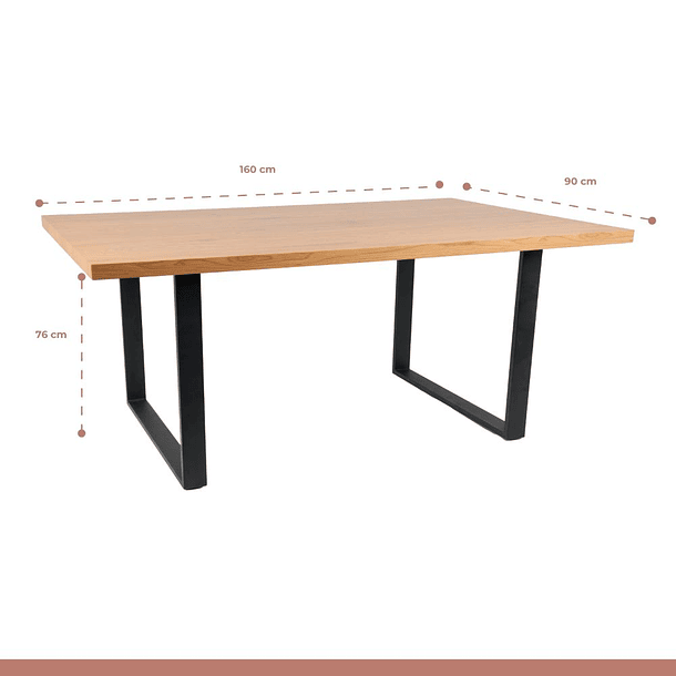 Mesa de Comedor Estilo Industrial 160x90 Madera Clara 4